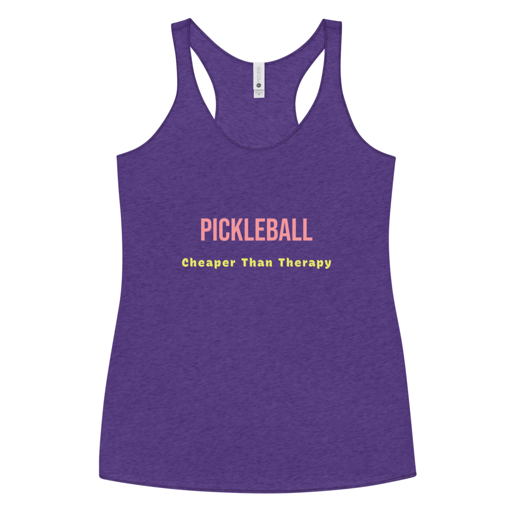 Pickleball Cheaper Than Therapy – Women’s Racerback Tank (pnk/gld)