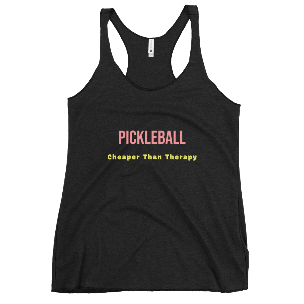 Pickleball Cheaper Than Therapy – Women’s Racerback Tank (pnk/gld)