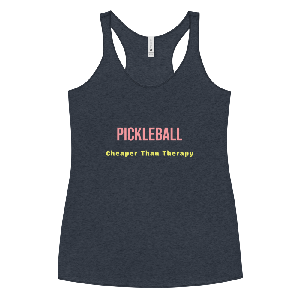 Pickleball Cheaper Than Therapy – Women’s Racerback Tank (pnk/gld)