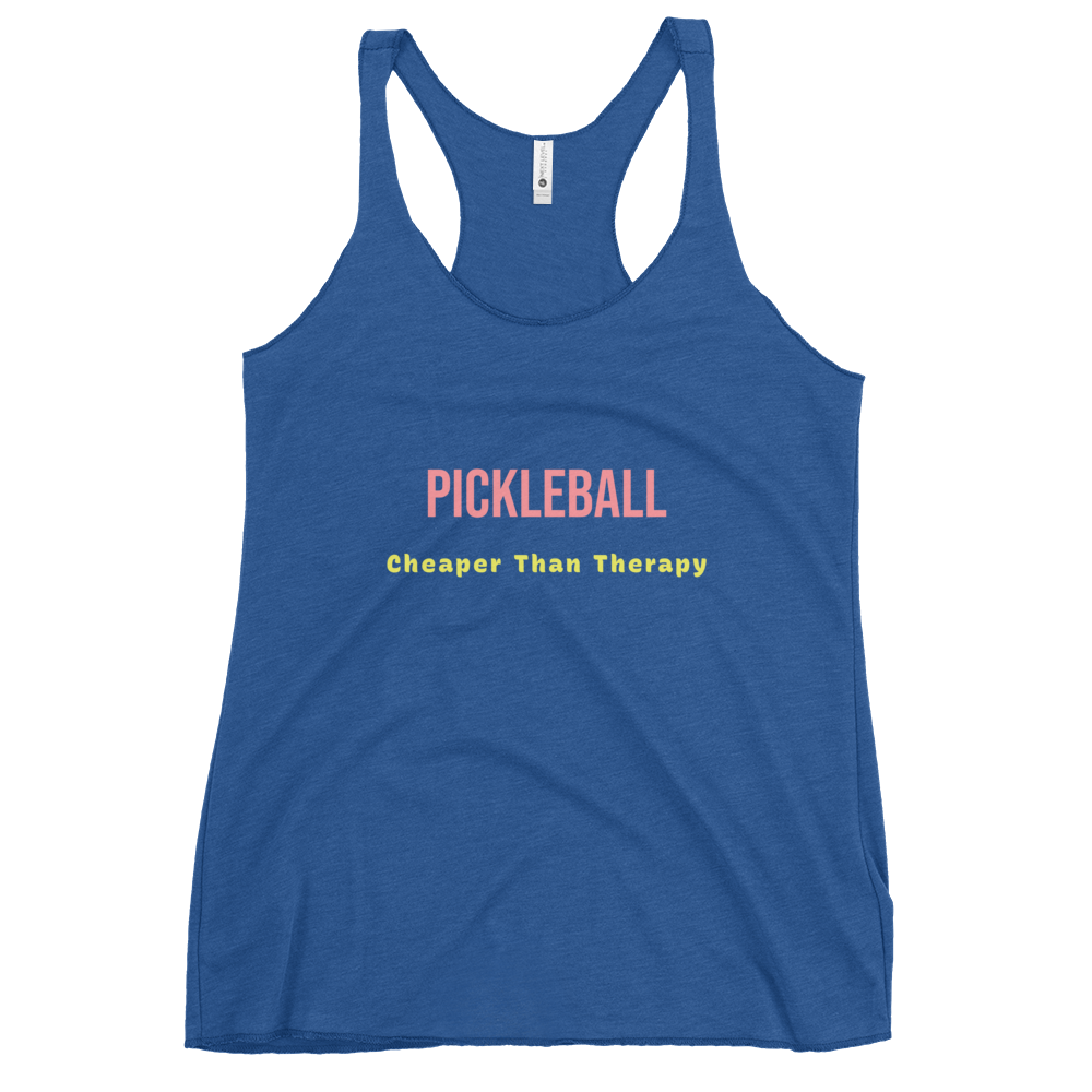 Pickleball Cheaper Than Therapy – Women’s Racerback Tank (pnk/gld)