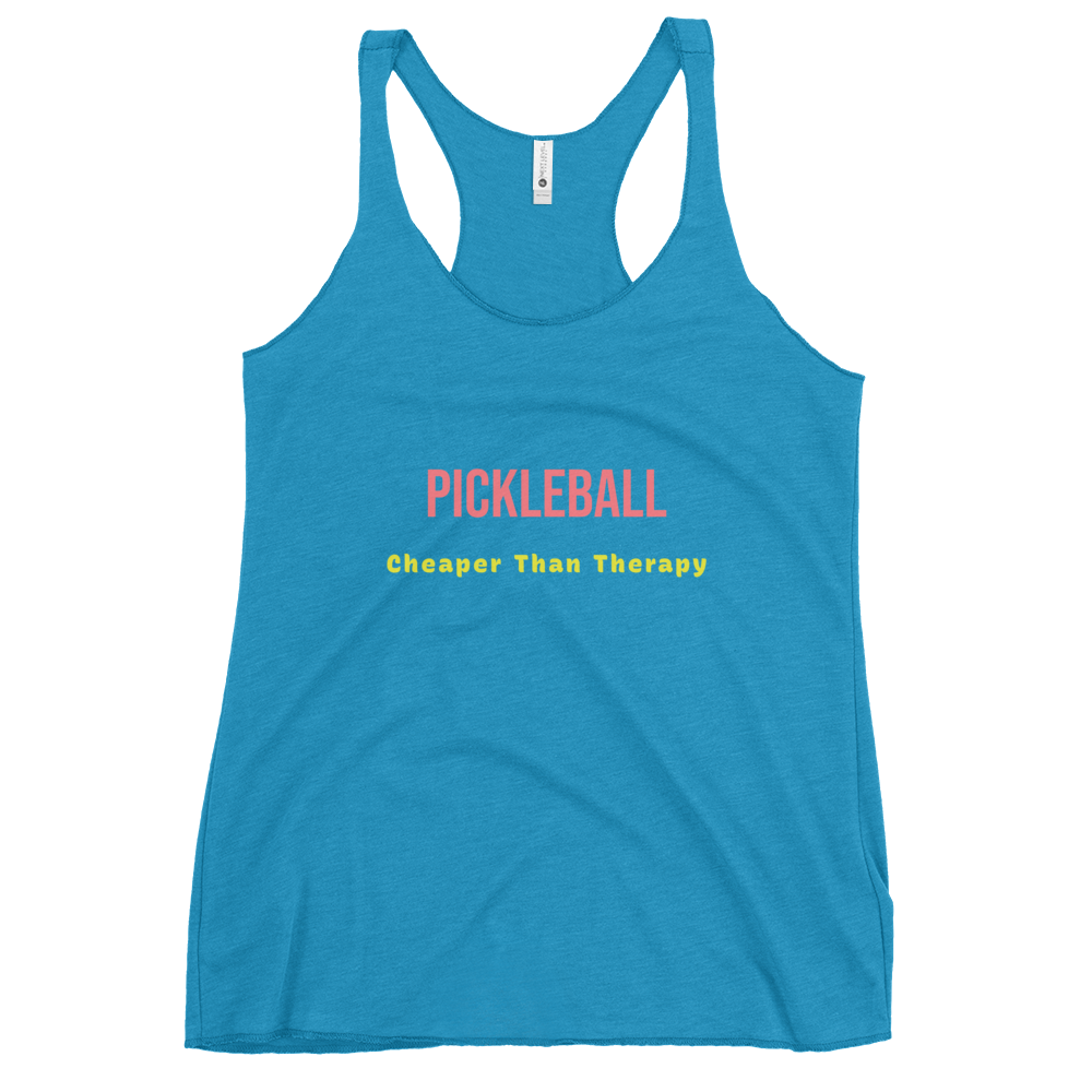 Pickleball Cheaper Than Therapy – Women’s Racerback Tank (pnk/gld)